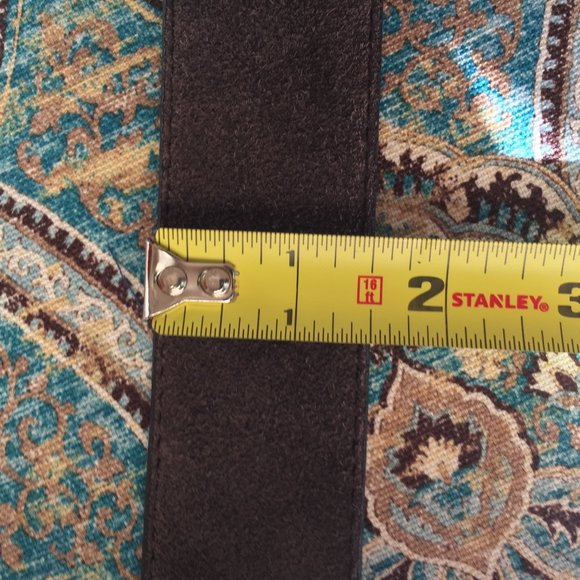 Vintage Statement belt Jeweled buckle suede leather belt M brown, amber, gold main image 6